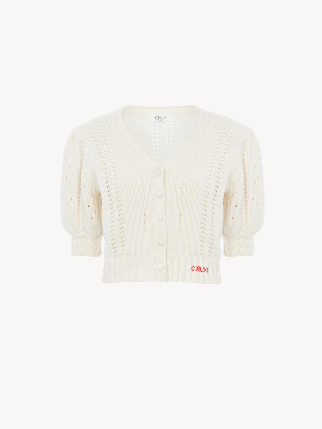 CHLOE - Cardigan manches bouffantes en maille de laine et cachemire