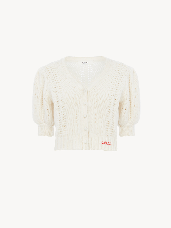 CHLOE - Cardigan manches bouffantes en maille de laine et cachemire