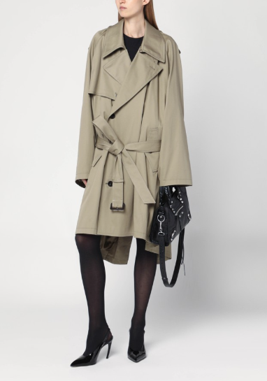 BALENIAGA - Trench beige à double boutonnage en coton