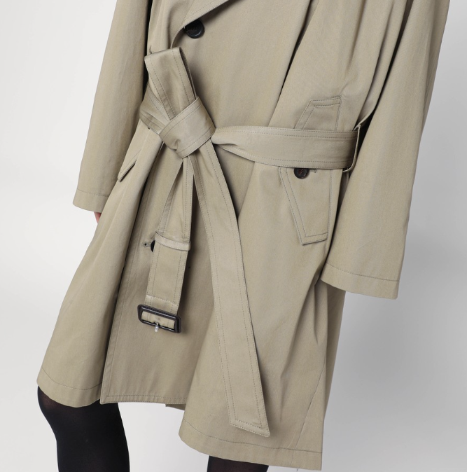 BALENIAGA - Trench beige à double boutonnage en coton