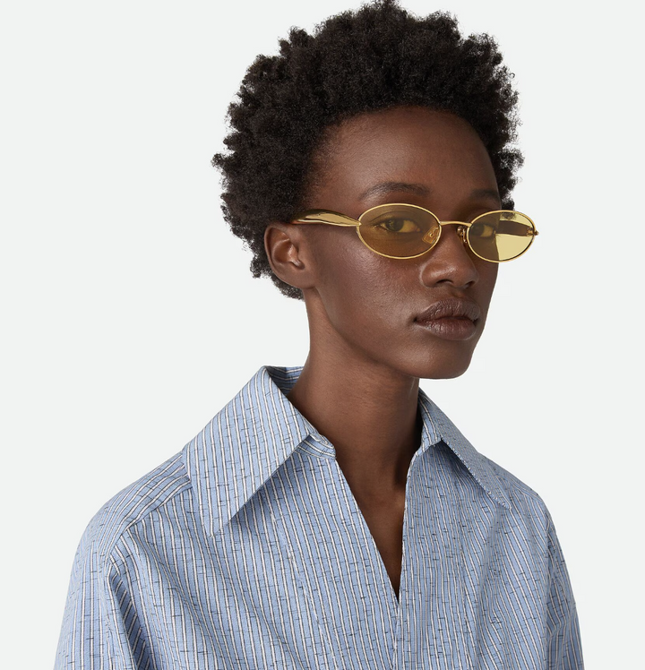 BOTTEGA VENETA - Lunettes de soleil ovales Sardine
