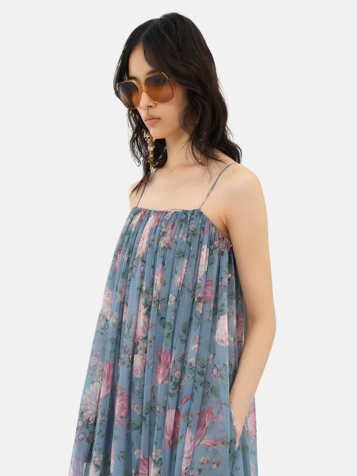 CHLOE - Robe longue sans manches en mousseline de soie