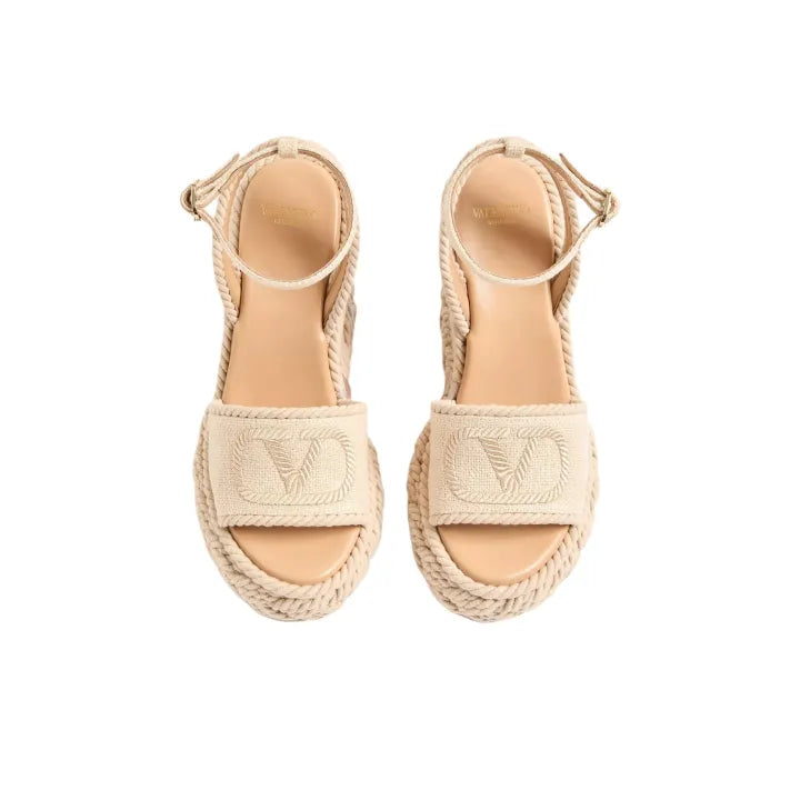 VALENTINO-Espadrilles à talon compensé