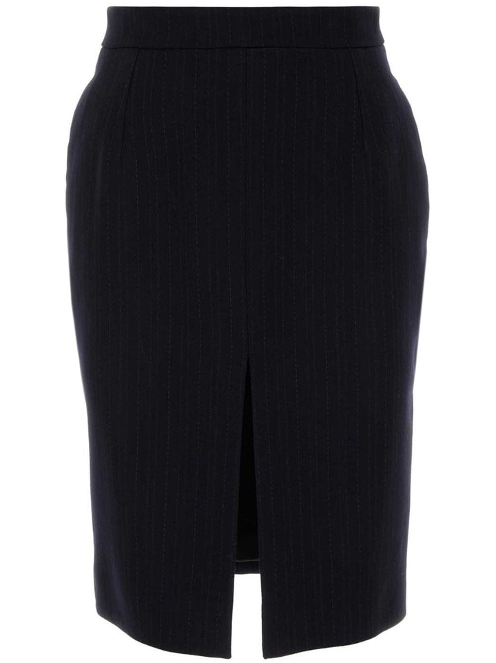 SAINT LAURENT - STRIPED WOOL MIDI SKIRT