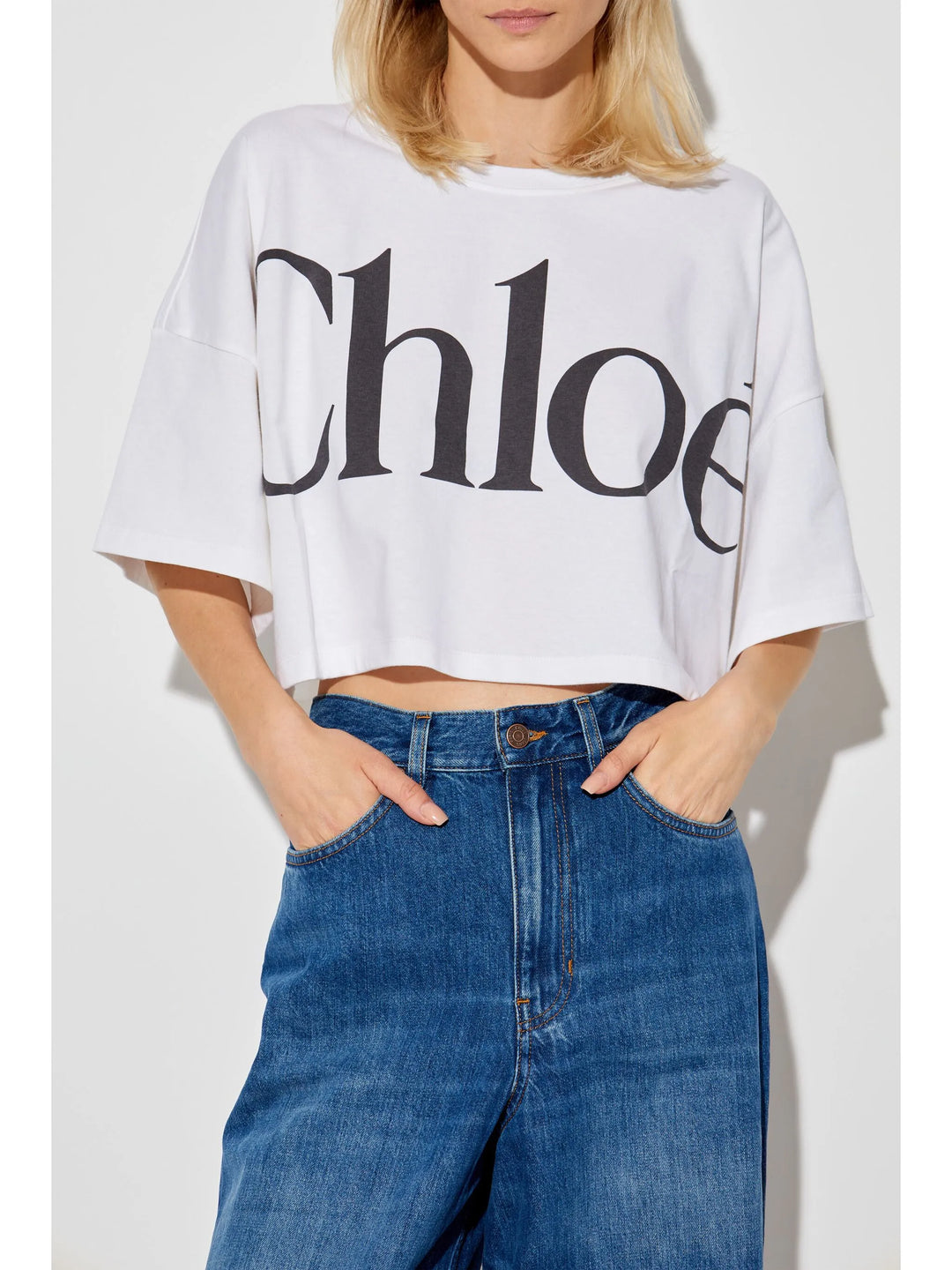 CHLOE - Haut crop à logo imprimé