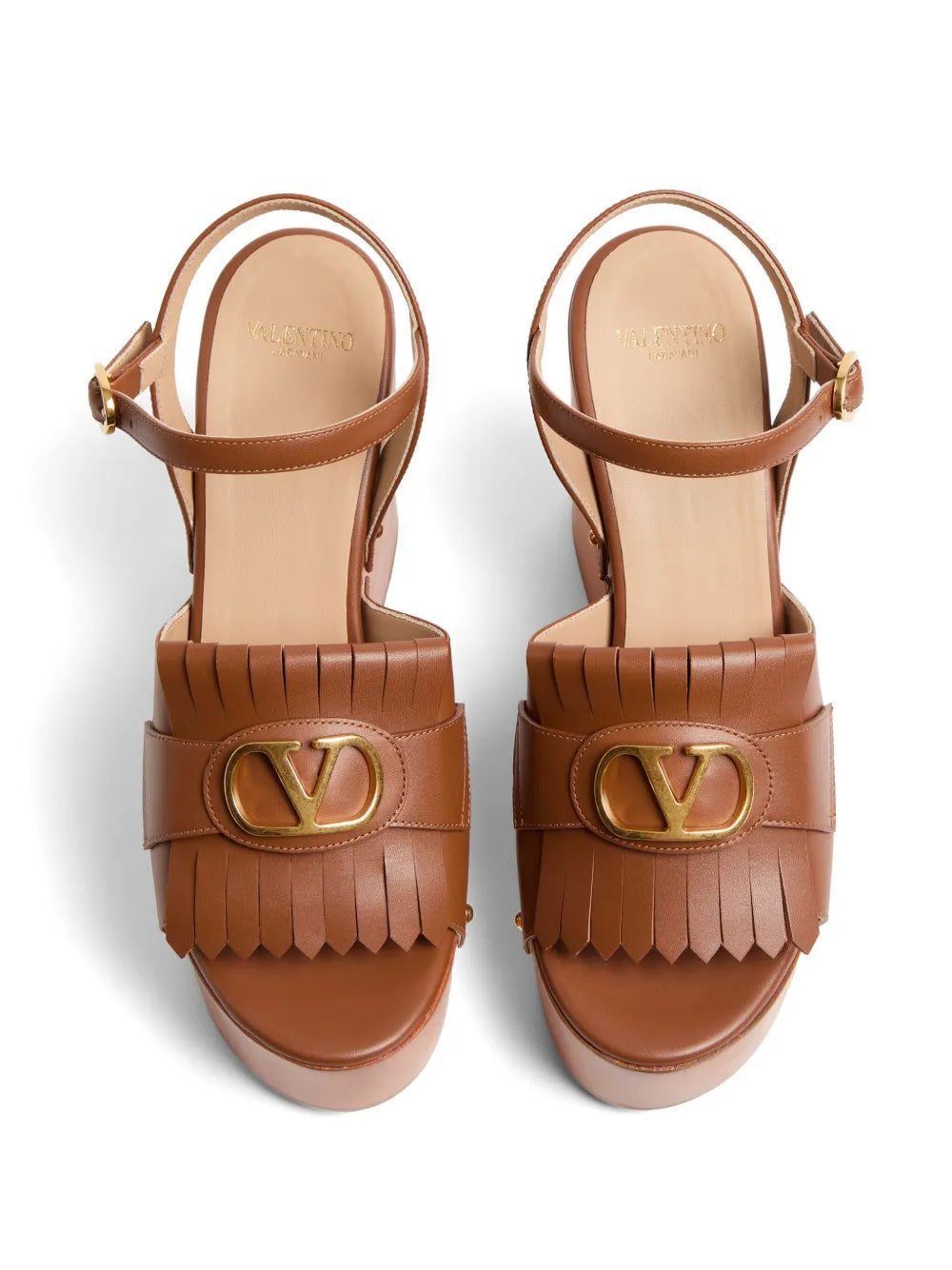 VALENTINO - Mules frangées à détail VLogo 120 mm
