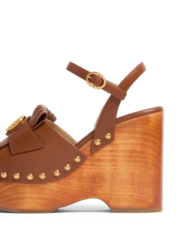 VALENTINO - Mules frangées à détail VLogo 120 mm