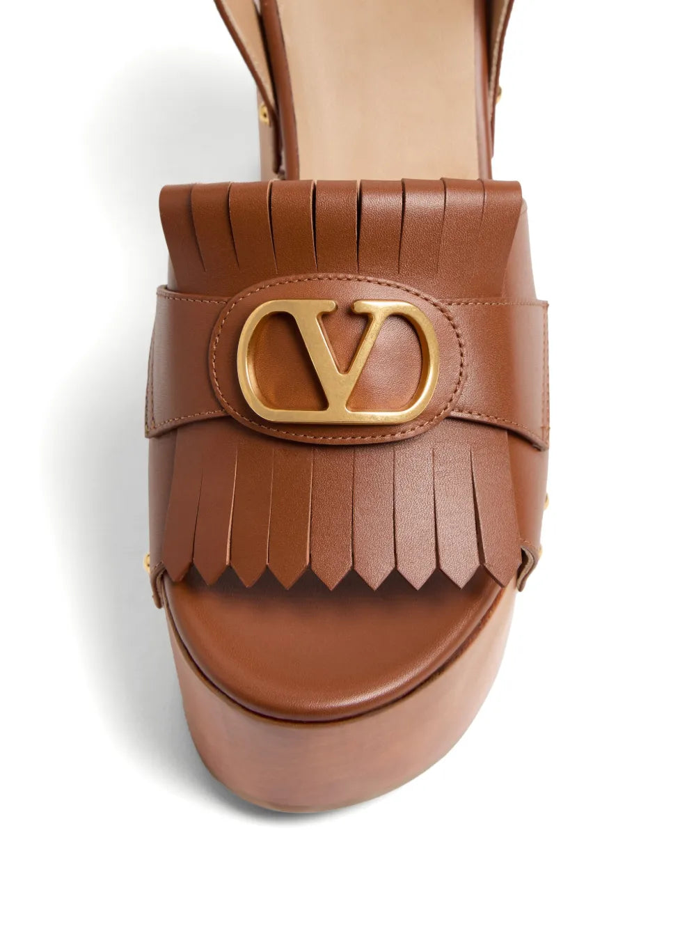 VALENTINO - Mules frangées à détail VLogo 120 mm