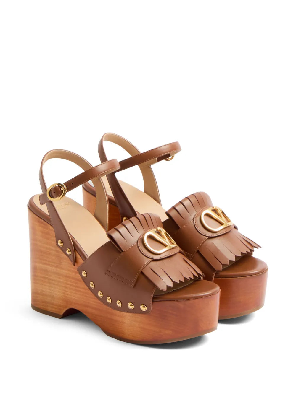 VALENTINO - Mules frangées à détail VLogo 120 mm