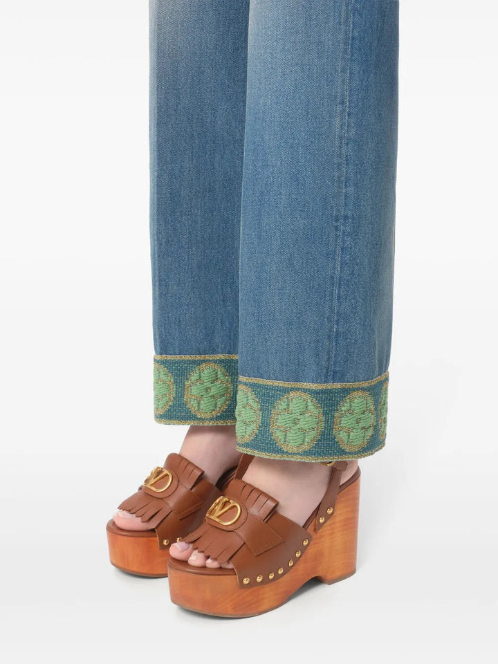VALENTINO - Mules frangées à détail VLogo 120 mm