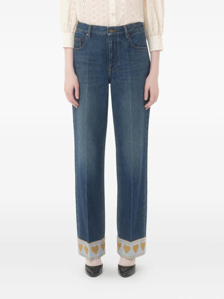 VALENTINO - Jean ample à taille haute