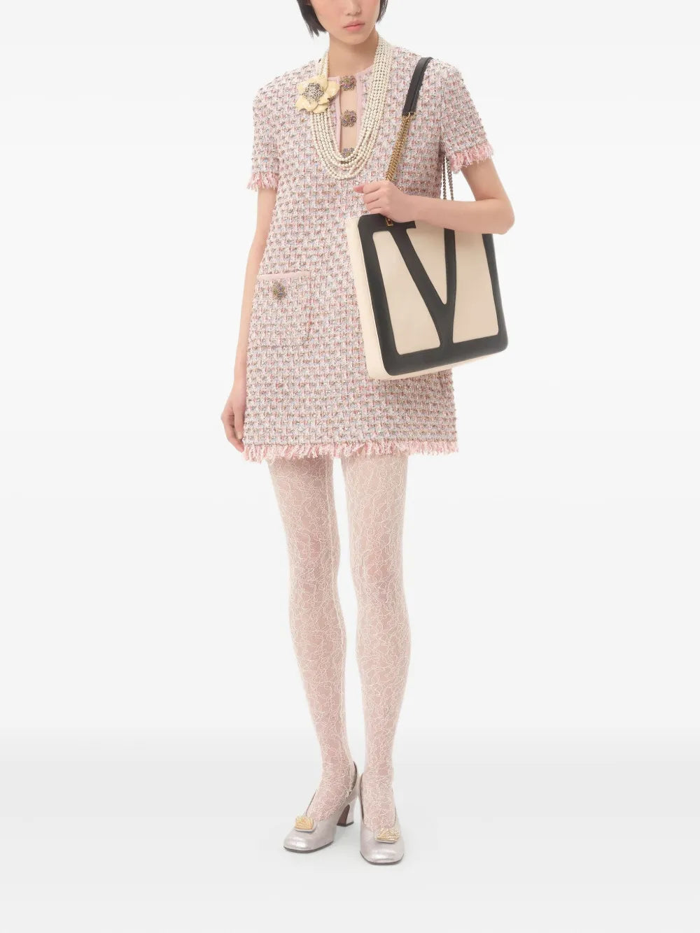 VALENTINO - Robe courte Ribbon en tweed