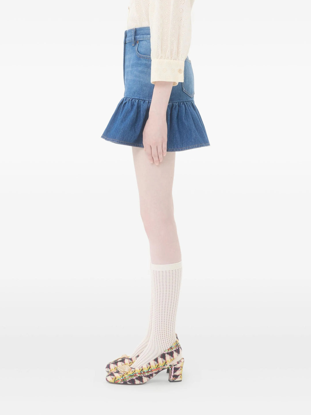 VALENTINO - Minijupe en jean à volants