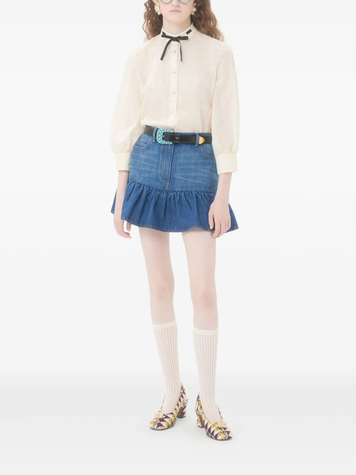 VALENTINO - Minijupe en jean à volants