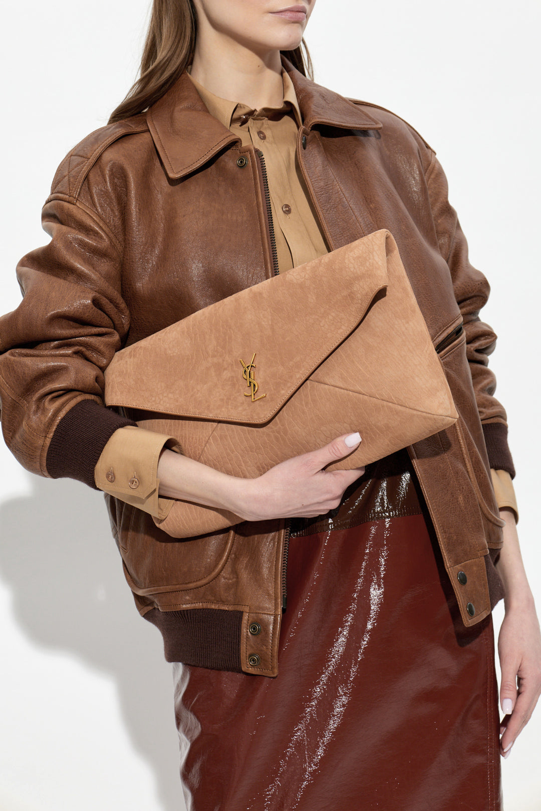 SAINT LAURENT - POCHETTE A PLAQUE LOGO