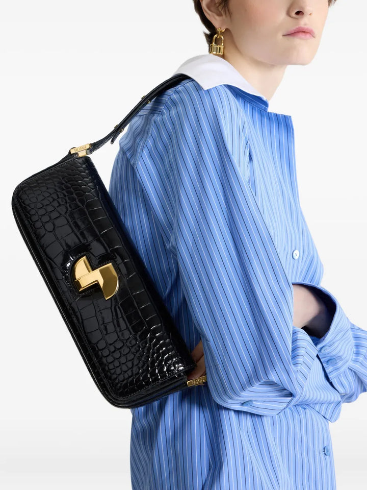 PATOU - Sac porté épaule Le Lock à effet peau de crocodile