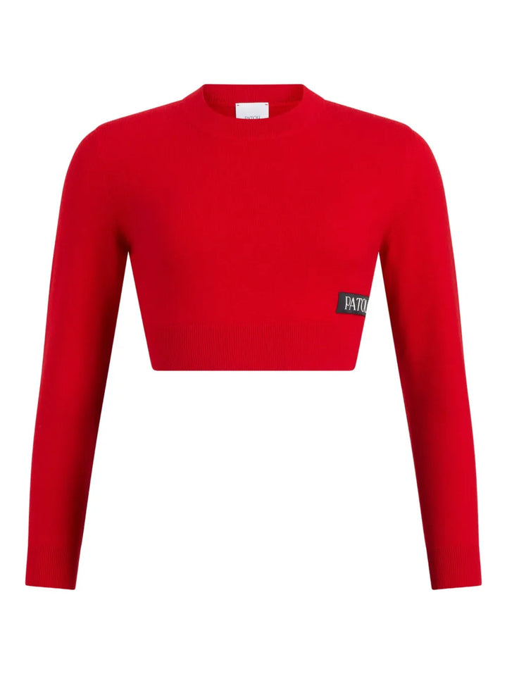 PATOU - Pull en cachemire mérinos à patch logo