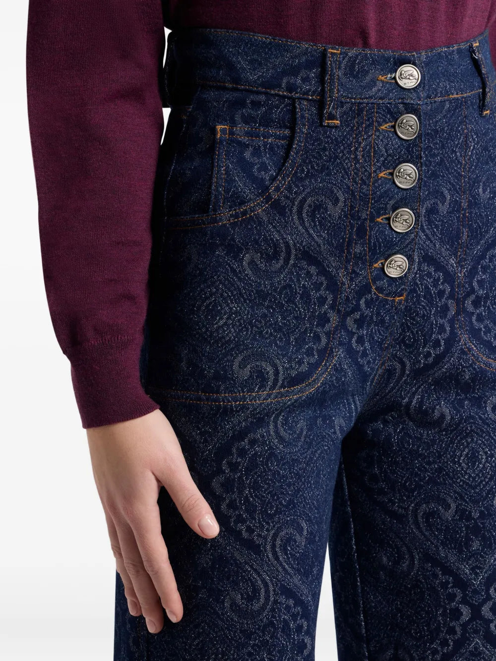 ETRO - Jean à motif cachemire en jacquard