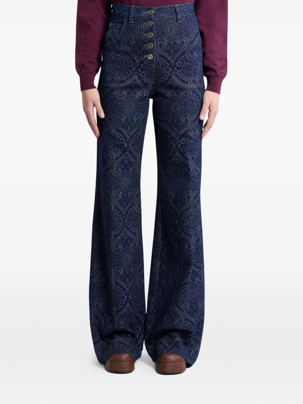 ETRO - Jean à motif cachemire en jacquard