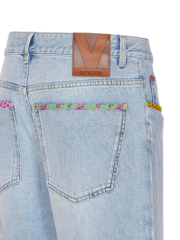VALENTINO - Jean à fleurs brodées