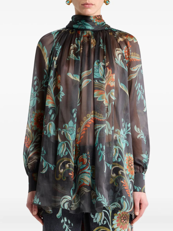 ETRO - Blouse à col montant