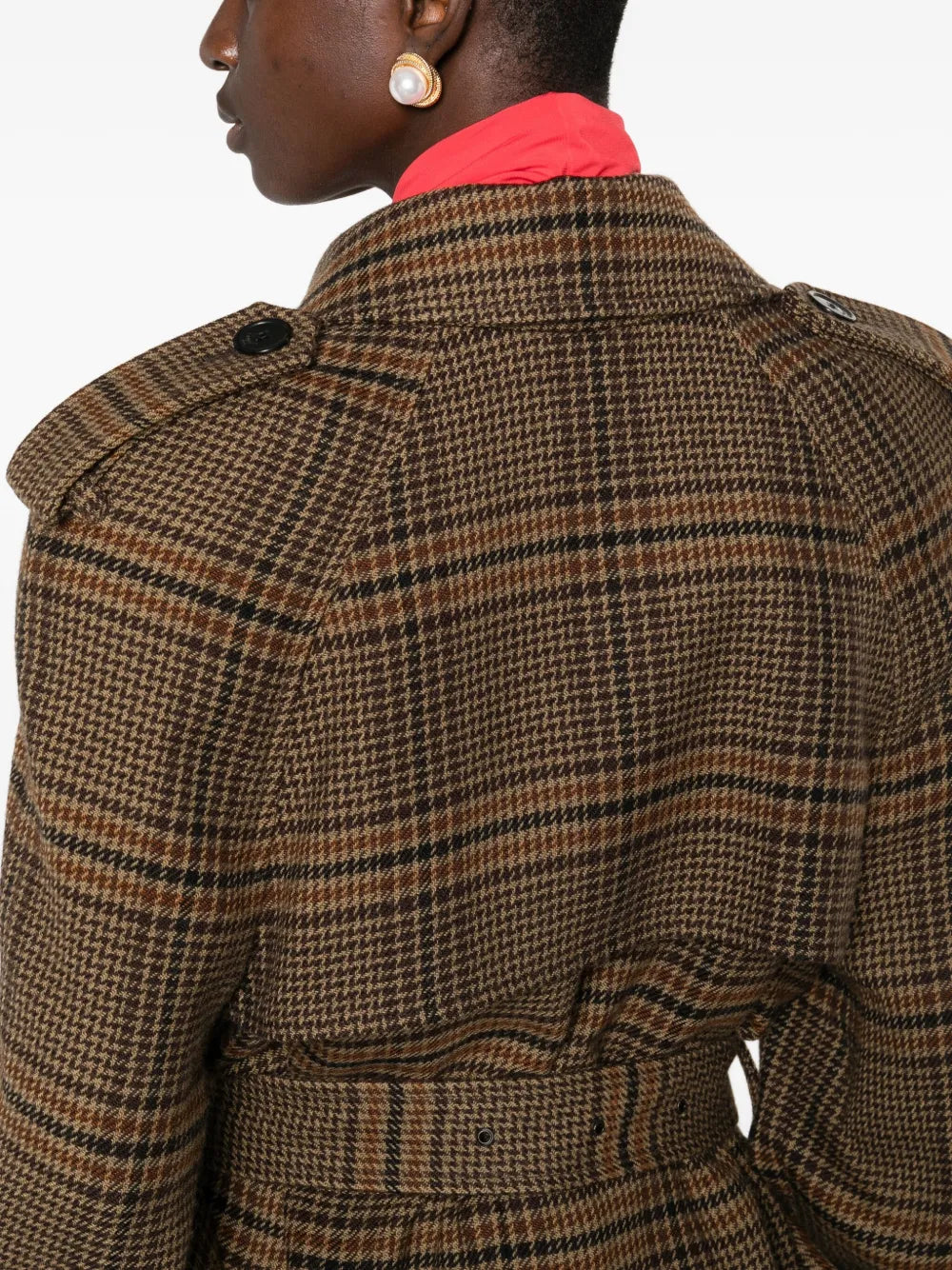 SAINT LAURENT - Trench croisé à carreaux