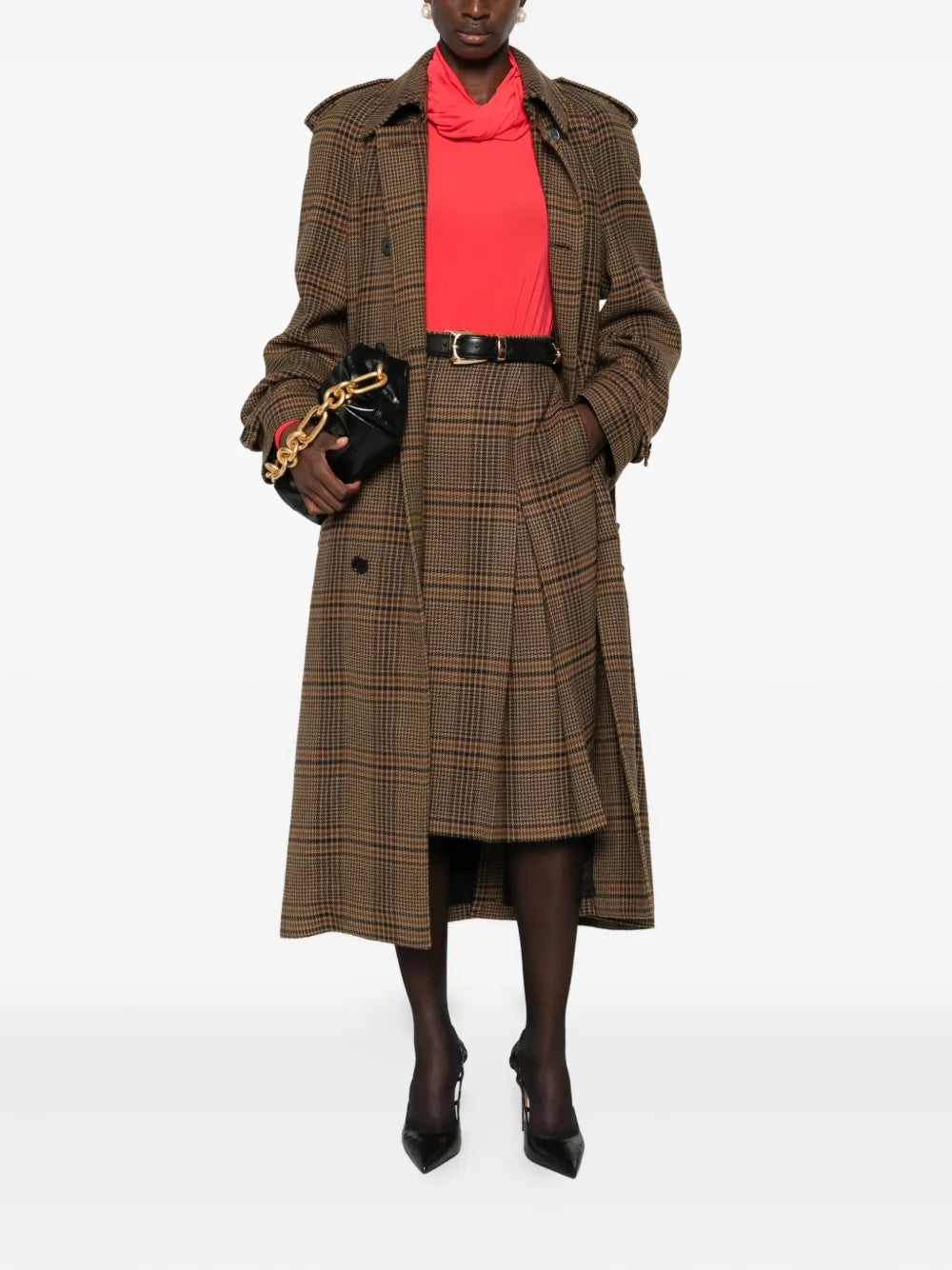 SAINT LAURENT - Trench croisé à carreaux