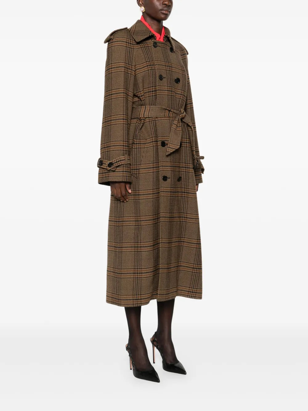 SAINT LAURENT - Trench croisé à carreaux