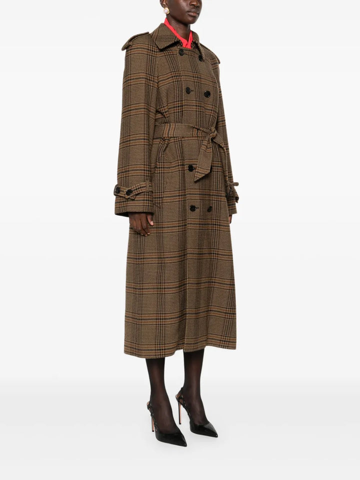 SAINT LAURENT - Trench croisé à carreaux