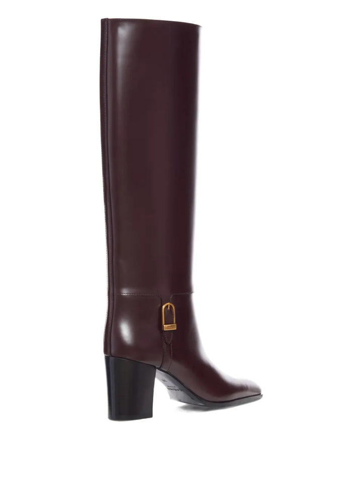 SAINT LAURENT - Bottines en cuir à boucles 70 mm