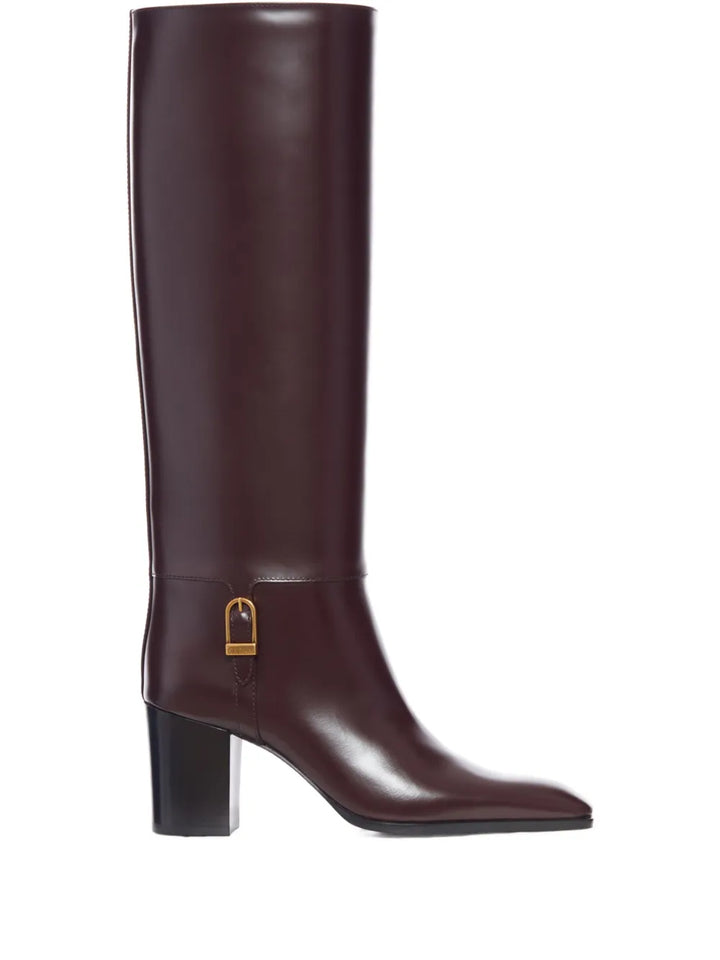 SAINT LAURENT - Bottines en cuir à boucles 70 mm
