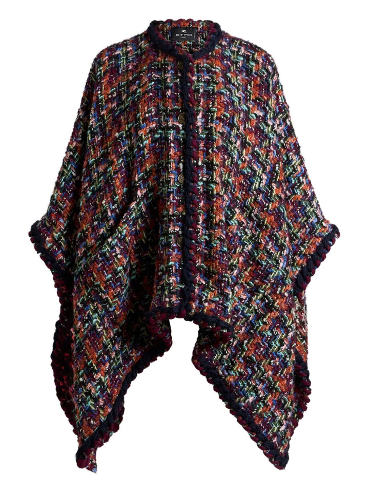 ETRO - Cape en tweed à pompons