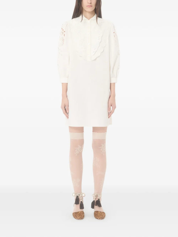 VALENTINO - Robe courte en popeline à broderies