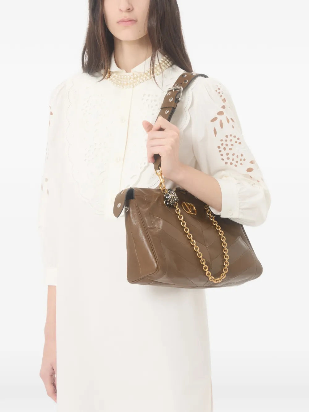 VALENTINO - Robe courte en popeline à broderies