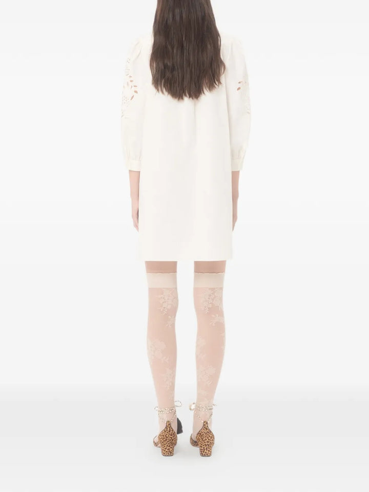 VALENTINO - Robe courte en popeline à broderies