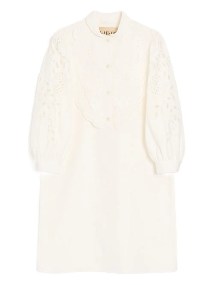 VALENTINO - Robe courte en popeline à broderies