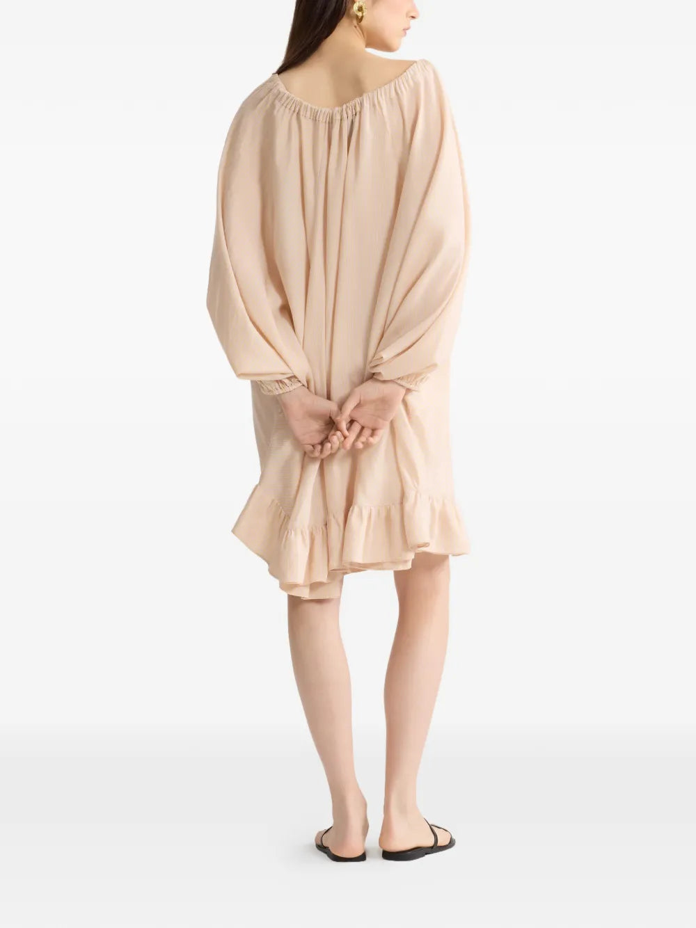 PATOU - Robe courte rayée à col lavallière