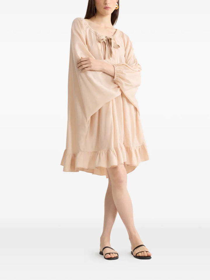 PATOU - Robe courte rayée à col lavallière