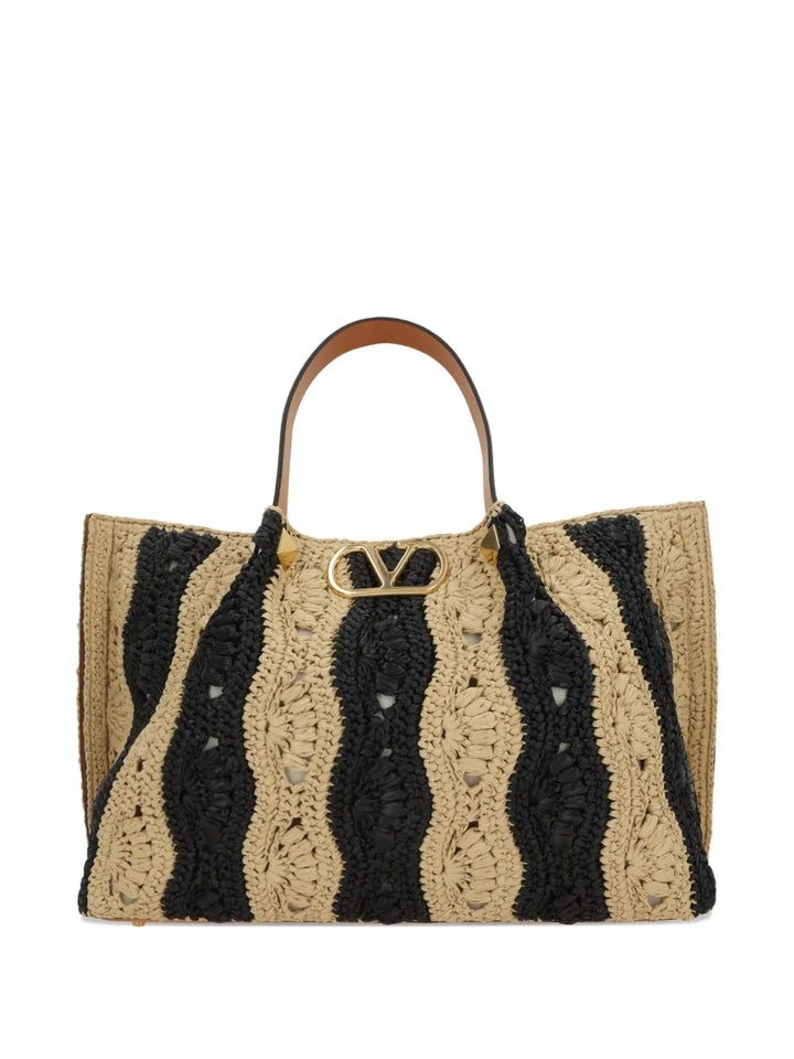 VALENTINO - sac cabas format moyen tressé à rayures