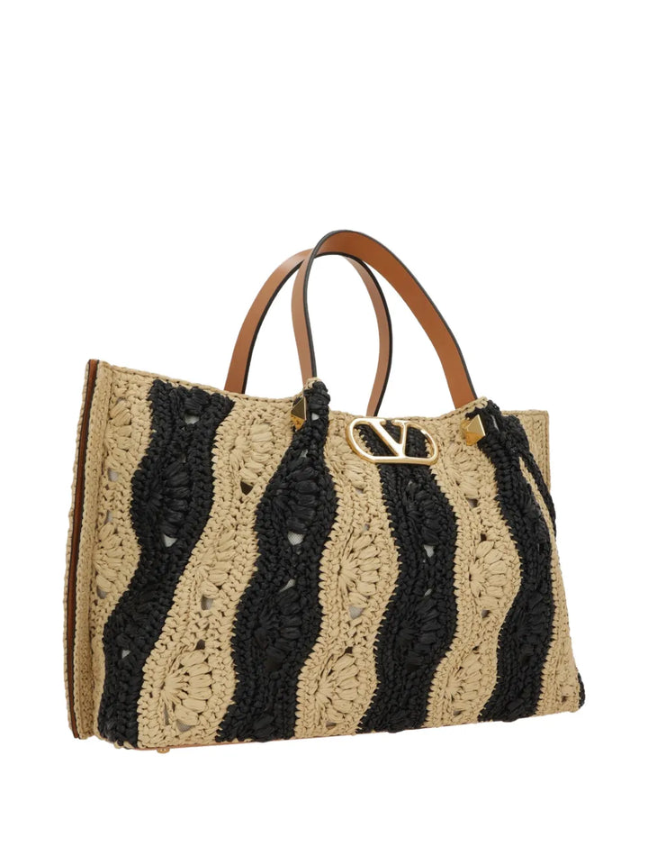 VALENTINO - sac cabas format moyen tressé à rayures