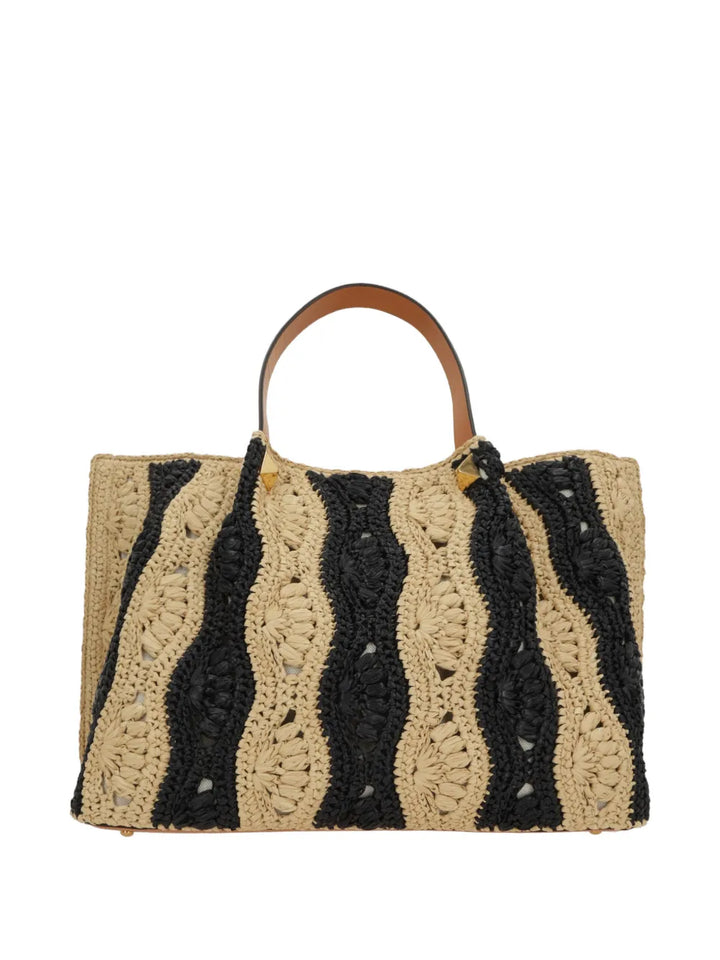 VALENTINO - sac cabas format moyen tressé à rayures