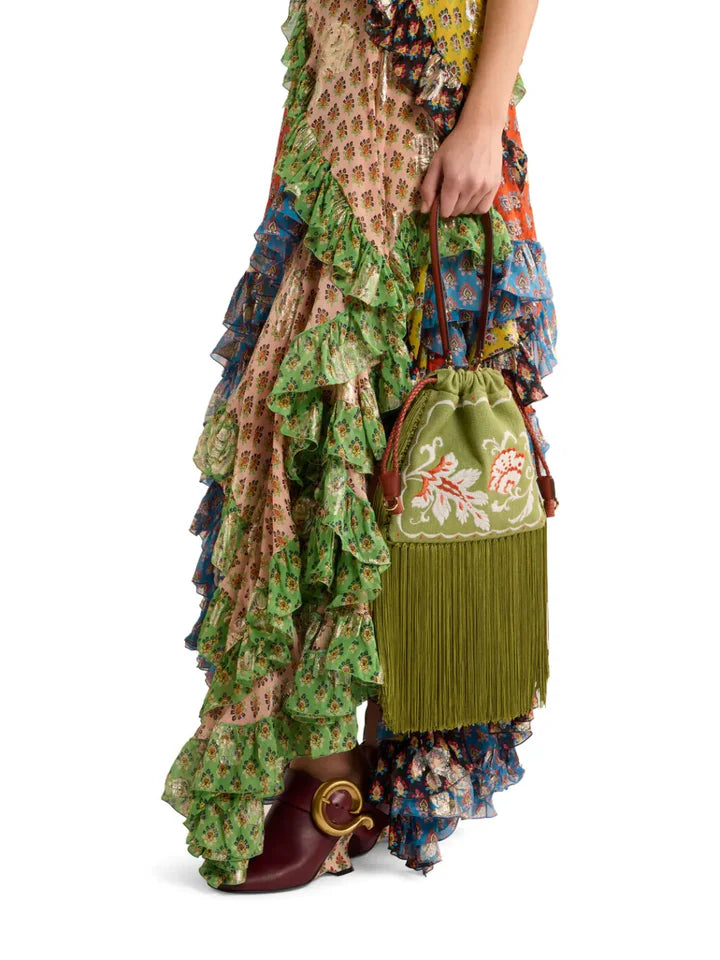 ETRO -  Petit sac seau Kalispera brodé à franges