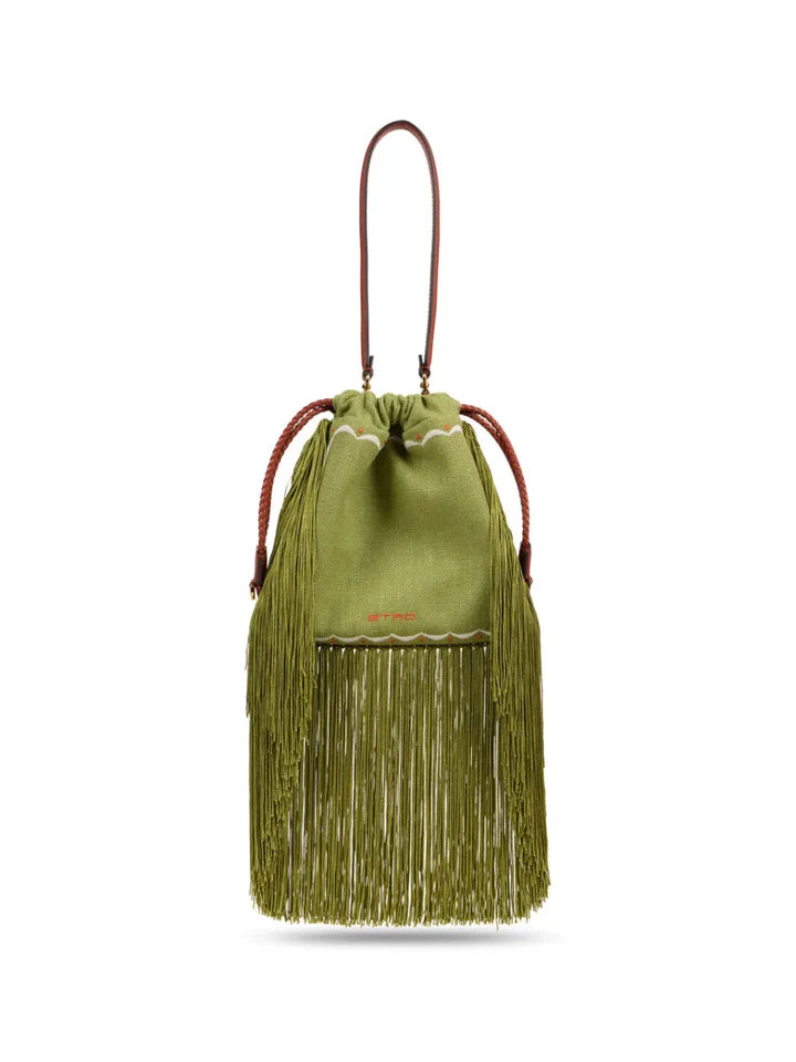 ETRO -  Petit sac seau Kalispera brodé à franges