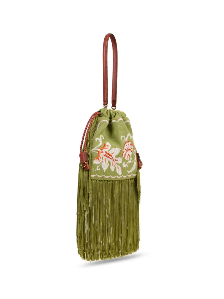 ETRO -  Petit sac seau Kalispera brodé à franges