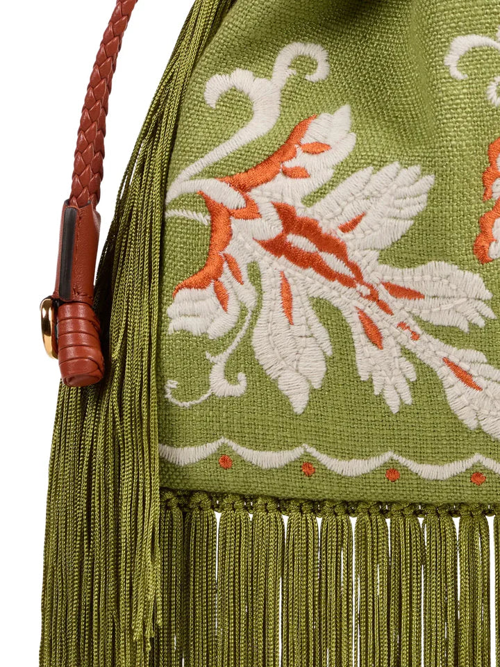 ETRO -  Petit sac seau Kalispera brodé à franges