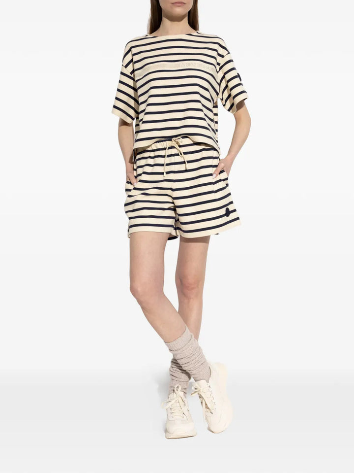 MONCLER - T-shirt rayé à logo imprimé