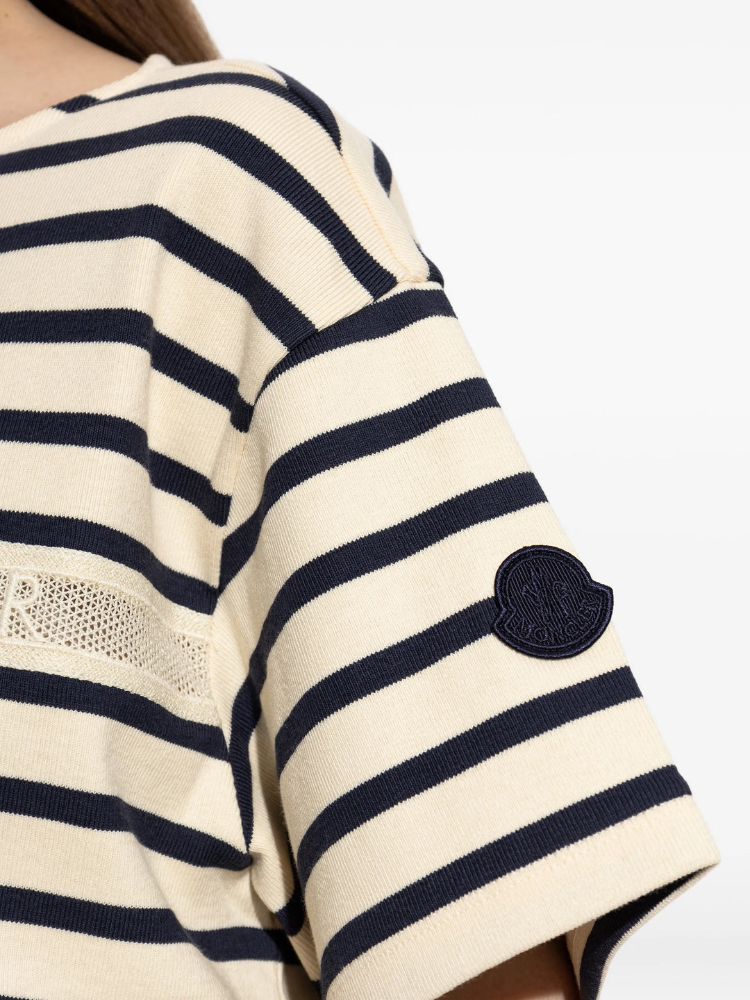 MONCLER - T-shirt rayé à logo imprimé