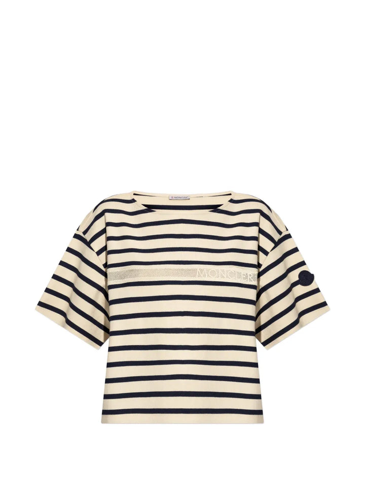 MONCLER - T-shirt rayé à logo imprimé