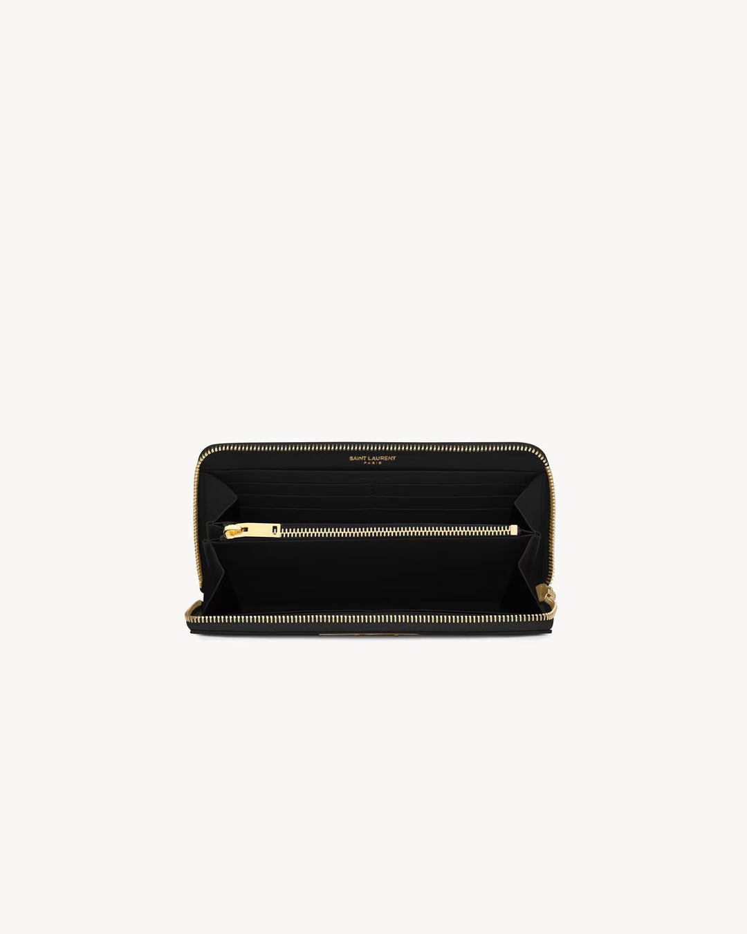 SAINT LAURENT CASSANDRE GRAND PORTEFEUILLE ZIPPÉ EN CUIR GRAIN DE POUDRE