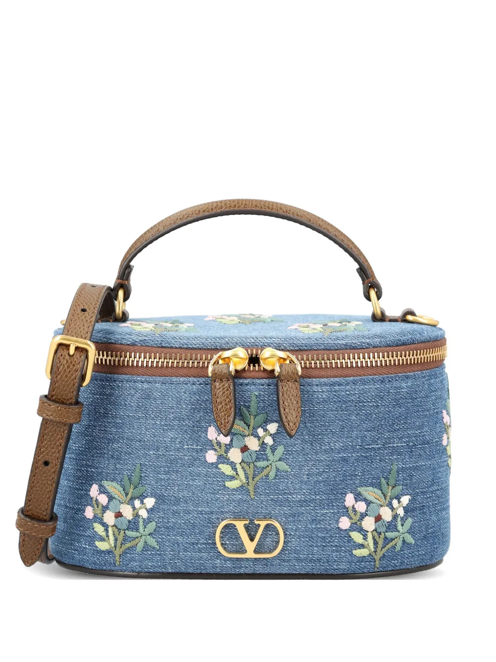 VALENTINO - Vanity floral-embroidered denim tote bag